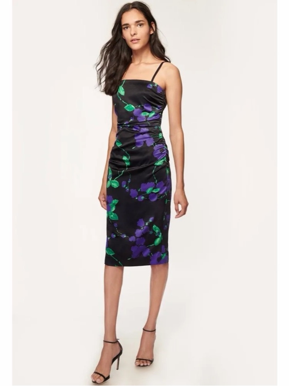 NWT Milly Dayna Dress Black Royal Floral Satin 80s Size 2
